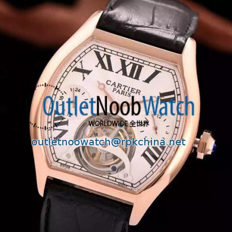 Replica Cartier Tortue Tourbillon Rose Gold White Dial Swiss Tourbillon