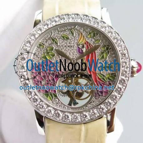 Replica Bvlgari Il Giardino Tropicale Stainless Steel & Diamonds Parrot Dial Swiss Tourbillon