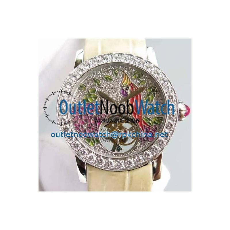 Replica Bvlgari Il Giardino Tropicale Stainless Steel & Diamonds Parrot Dial Swiss Tourbillon