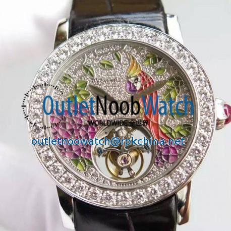 Replica Bvlgari Il Giardino Tropicale Stainless Steel & Diamonds Parrot Dial Swiss Tourbillon