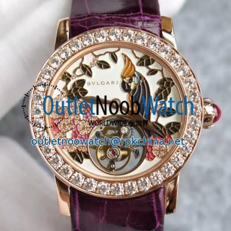 Replica Bvlgari Il Giardino Tropicale Rose Gold & Diamonds Parrot Dial Swiss Tourbillon