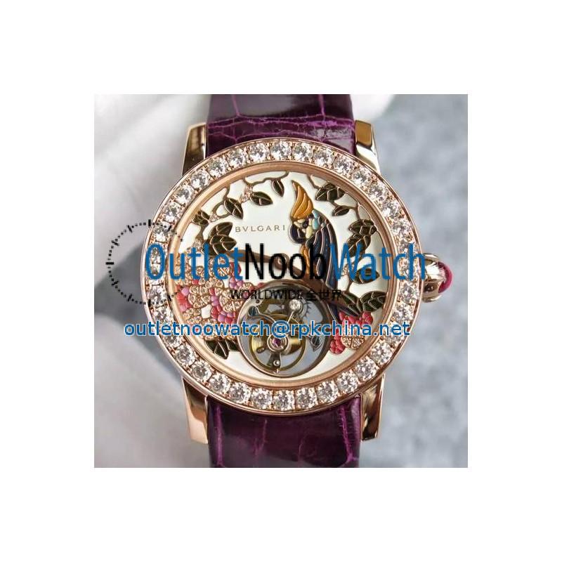 Replica Bvlgari Il Giardino Tropicale Rose Gold & Diamonds Parrot Dial Swiss Tourbillon