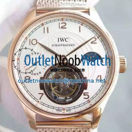 Replica IWC Portuguese Regulateur Tourbillon Rose Gold White Dial Swiss Tourbillon