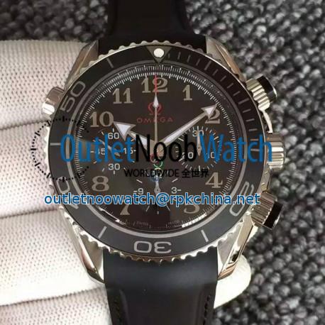 Replica Omega Seamaster Planet Ocean Chronograph Olympics Stainless Steel Black Dial Black Rubber Strap Swiss 7750