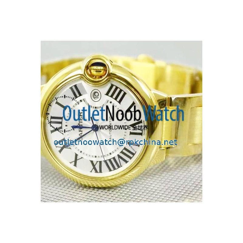 Replica Cartier Ballon Bleu 42MM 24K Yellow Gold Plated White Dial Swiss 2836-2