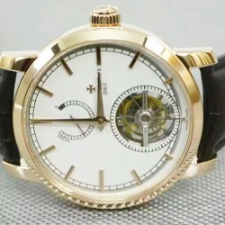 Replica Vacheron Constantin Patrimony Tourbillon 24K Rose Gold Plated White Dial Swiss Tourbillon