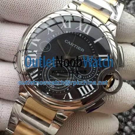 Replica Cartier Ballon Bleu Chronograph Stainless Steel Black Dial Swiss 7750