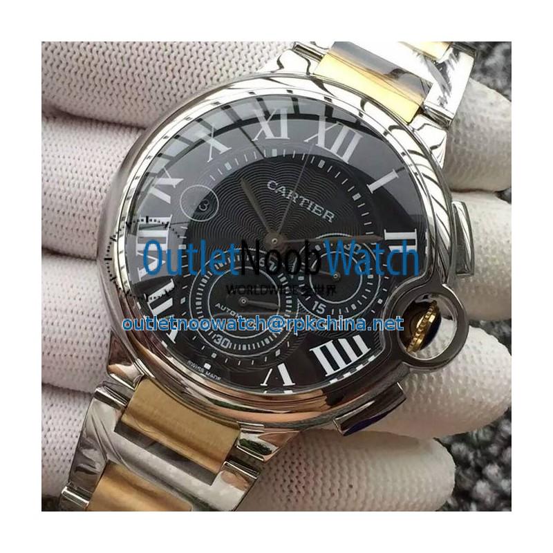 Replica Cartier Ballon Bleu Chronograph Stainless Steel Black Dial Swiss 7750