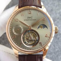 Replica IWC Portuguese Regulateur Tourbillon Rose Gold Green Dial Swiss Tourbillon