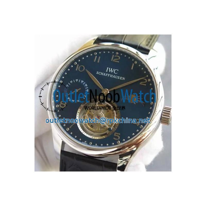 Replica IWC Portuguese Regulateur Tourbillon Stainless Steel Blue Dial Swiss Tourbillon