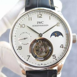 Replica IWC Portuguese Regulateur Tourbillon Stainless Steel White Dial Steel Markers Swiss Tourbillon