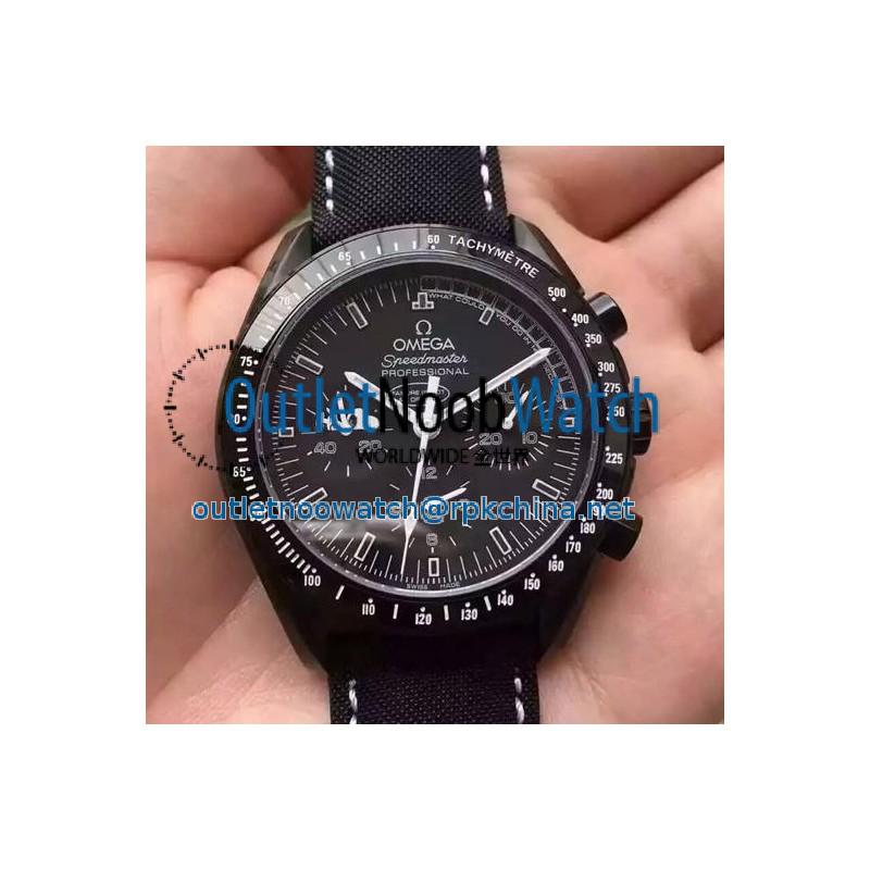 Replica Omega Speedmaster Moonwatch Anniversary Silver Snoopy PVD Black Dial Swiss 9300