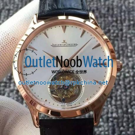 Replica Jaeger-LeCoultre Master Ultra Thin Tourbillon Rose Gold White Dial Swiss Tourbillon