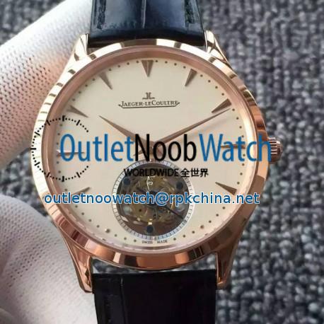 Replica Jaeger-LeCoultre Master Ultra Thin Tourbillon Rose Gold Beige Dial Swiss Tourbillon