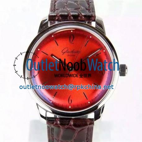 Replica Glashutte Senator Sixties Stainless Steel Red Dial Swiss Caliber 39-52