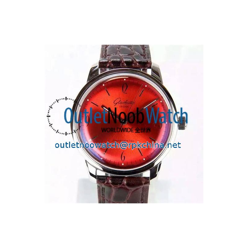 Replica Glashutte Senator Sixties Stainless Steel Red Dial Swiss Caliber 39-52