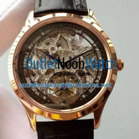 Replica Jaeger-LeCoultre Master Ultra Thin Tourbillon Rose Gold Black & Skeleton Dial Swiss Tourbillon