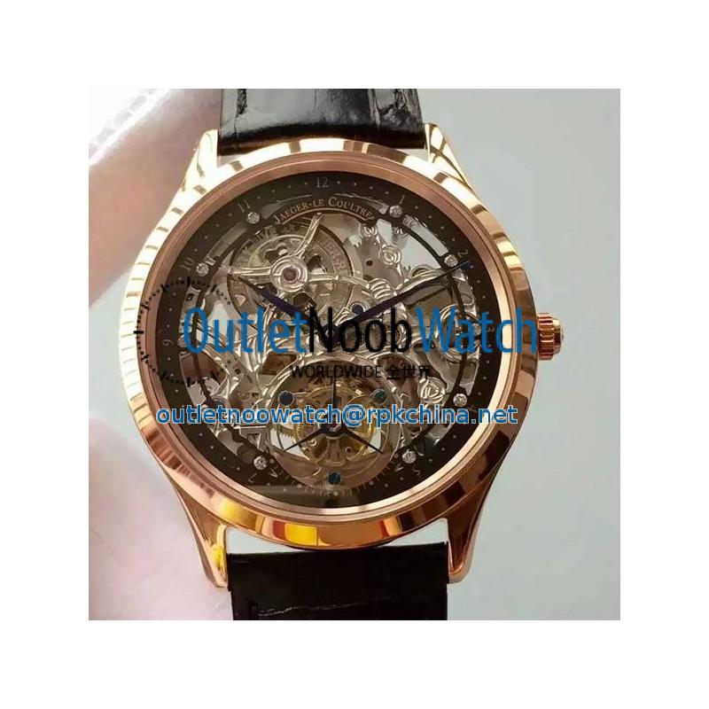 Replica Jaeger-LeCoultre Master Ultra Thin Tourbillon Rose Gold Black & Skeleton Dial Swiss Tourbillon