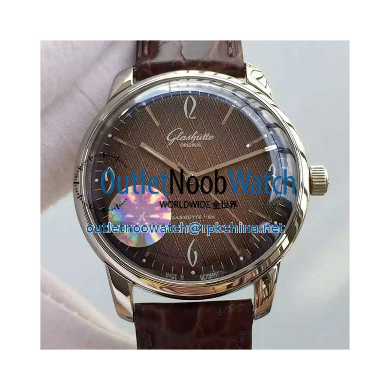 Replica Glashutte Senator Sixties Stainless Steel Brown Dial Swiss Caliber 39-52