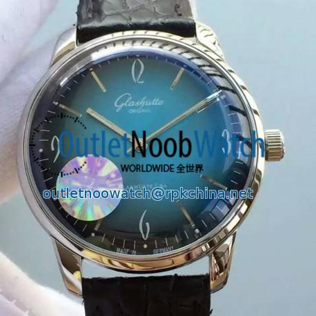 Replica Glashutte Senator Sixties Stainless Steel Blue Dial Swiss Caliber 39-52