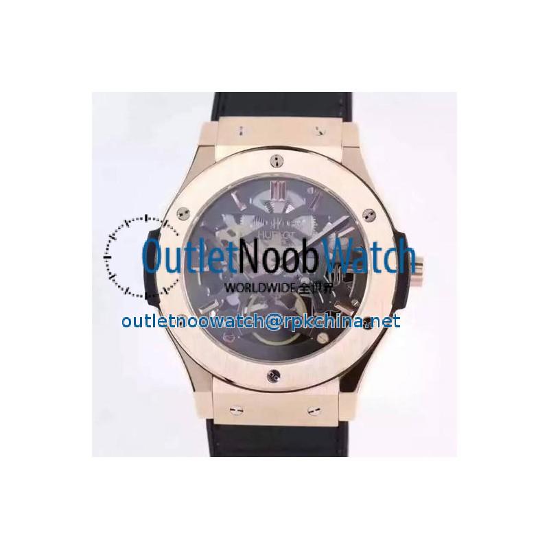 Replica Hublot Classic Fusion Prototype Rose Gold Black Skeleton Dial Swiss Skeleton