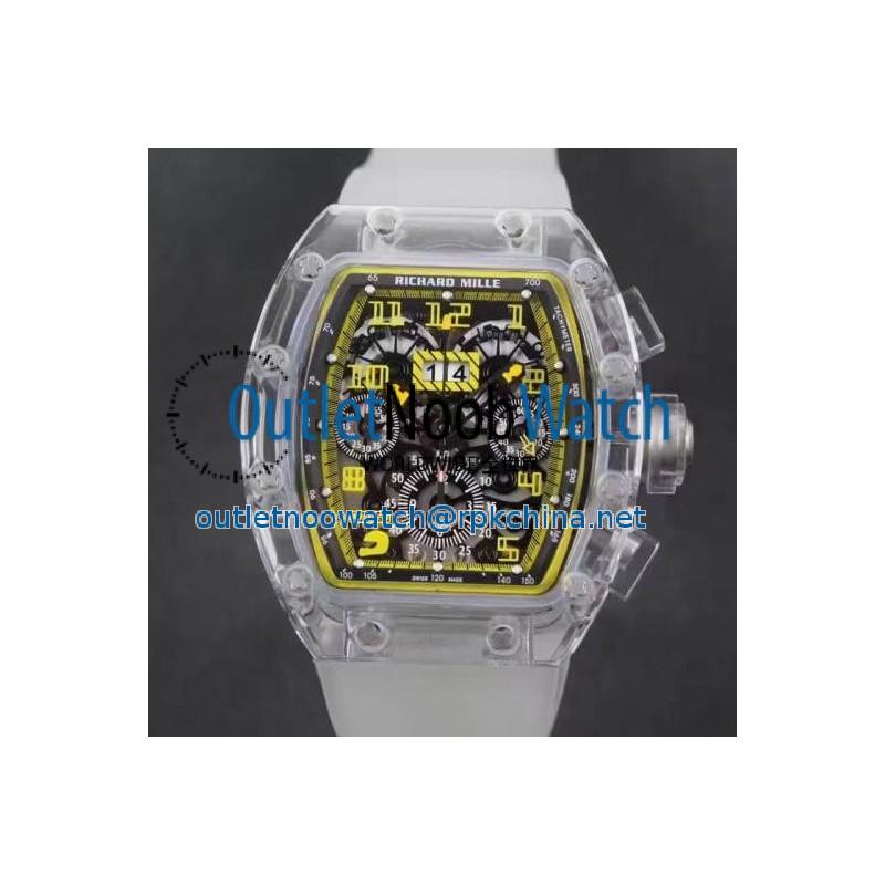 Replica Richard Mille RM011-FM Shappire Black & Yellow Skeleton Dial Swiss 7750