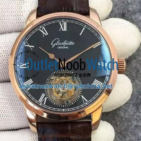 Replica Glashutte Original Senator Excellence Tourbillon Rose Gold Black Dial Swiss Tourbillon