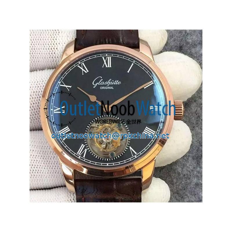 Replica Glashutte Original Senator Excellence Tourbillon Rose Gold Black Dial Swiss Tourbillon