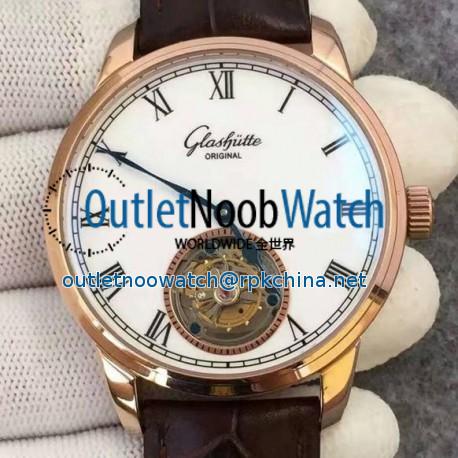 Replica Glashutte Original Senator Excellence Tourbillon Rose Gold White Dial Swiss Tourbillon