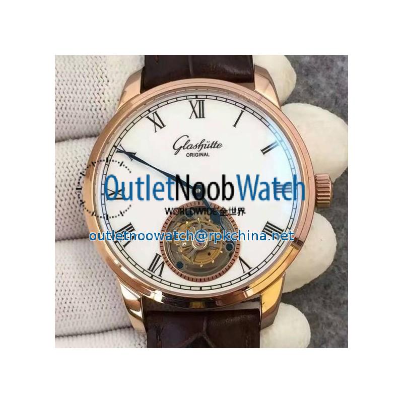 Replica Glashutte Original Senator Excellence Tourbillon Rose Gold White Dial Swiss Tourbillon