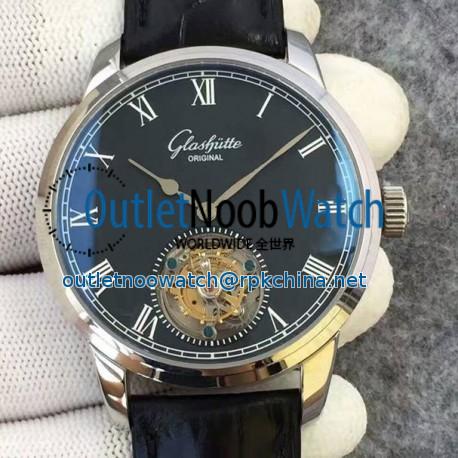 Replica Glashutte Original Senator Excellence Tourbillon Stainless Steel Black Dial Swiss Tourbillon