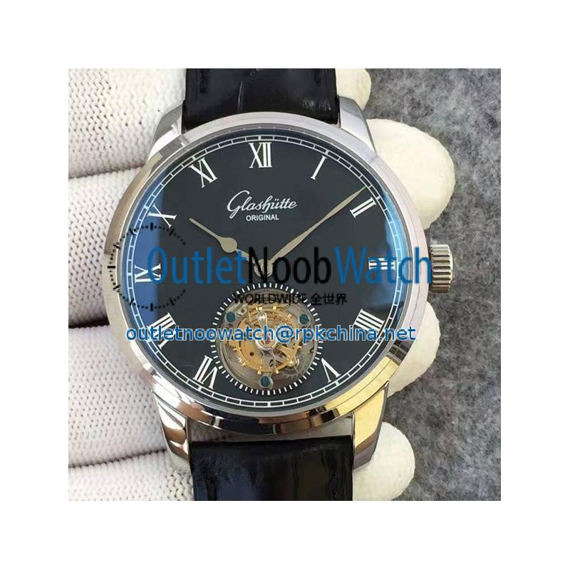 Replica Glashutte Original Senator Excellence Tourbillon Stainless Steel Black Dial Swiss Tourbillon