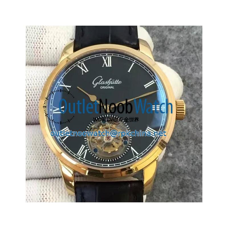 Replica Glashutte Original Senator Excellence Tourbillon Yellow Gold Black Dial Swiss Tourbillon