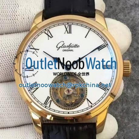 Replica Glashutte Original Senator Excellence Tourbillon Yellow Gold White Dial Swiss Tourbillon