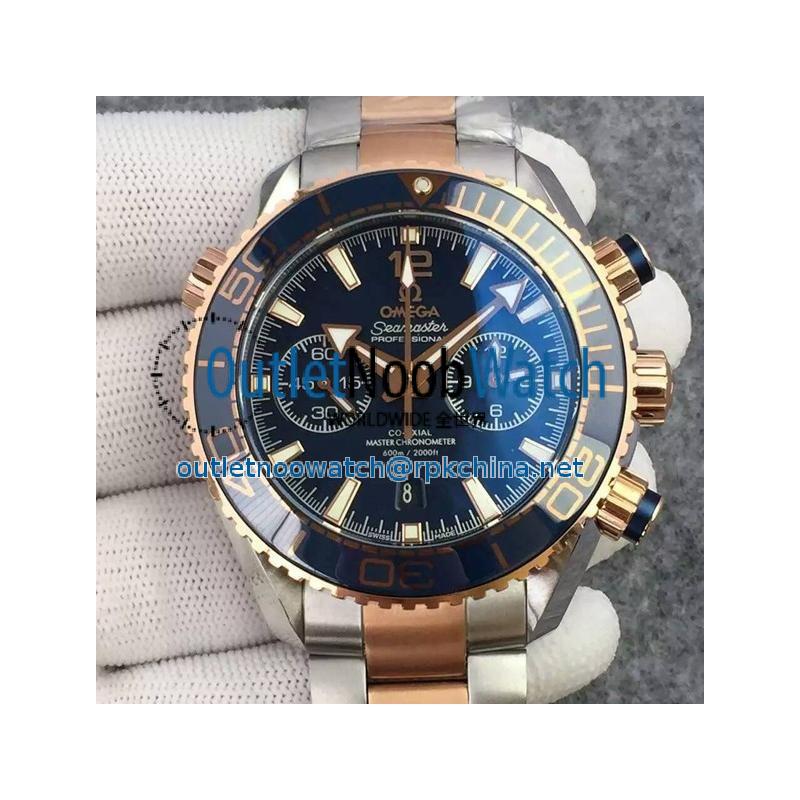 Replica Omega Seamaster Planet Ocean 600M Chronograph Stainless Steel & Rose Gold Blue Dial Swiss 9301