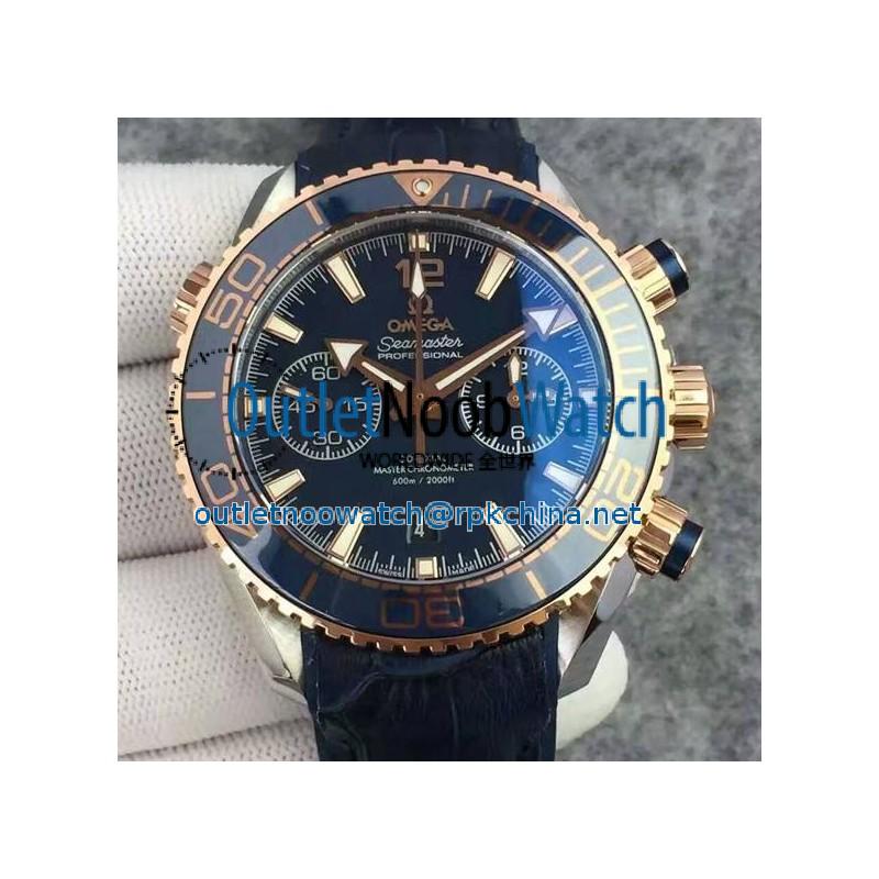 Replica Omega Seamaster Planet Ocean 600M Chronograph Rose Gold Blue Dial Swiss 9301