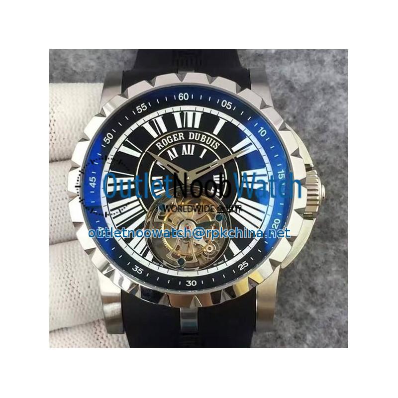 Replica Roger Dubuis Excalibur Tourbillion Stainless Steel Black Dial Swiss Tourbillon