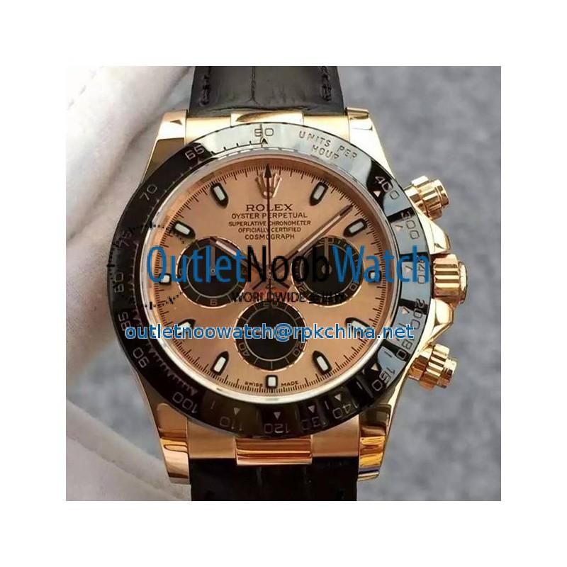 Replica Rolex Daytona Cosmograph 116515 JH Rose Gold Gold & Black Dial Swiss 4130 Run 6@SEC