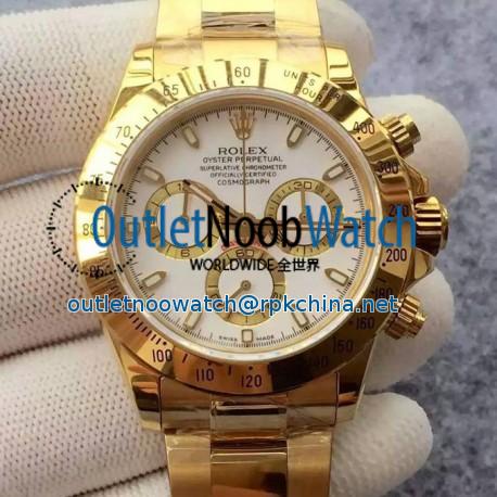 Replica Rolex Daytona Cosmograph 116508 JH Yellow Gold White Dial Swiss 4130 Run 6@SEC