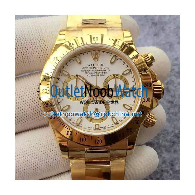 Replica Rolex Daytona Cosmograph 116508 JH Yellow Gold White Dial Swiss 4130 Run 6@SEC