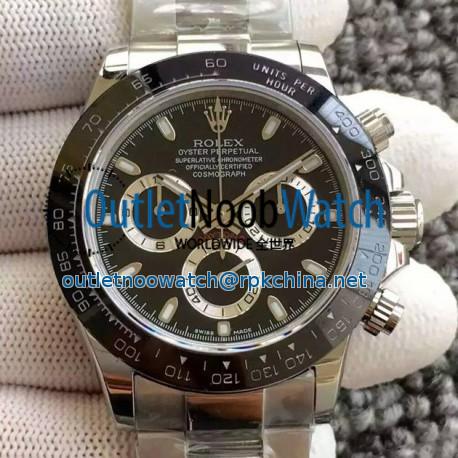 Replica Rolex Daytona Cosmograph 116500LN JH Stainless Steel Black Dial Swiss 4130 Run 6@SEC