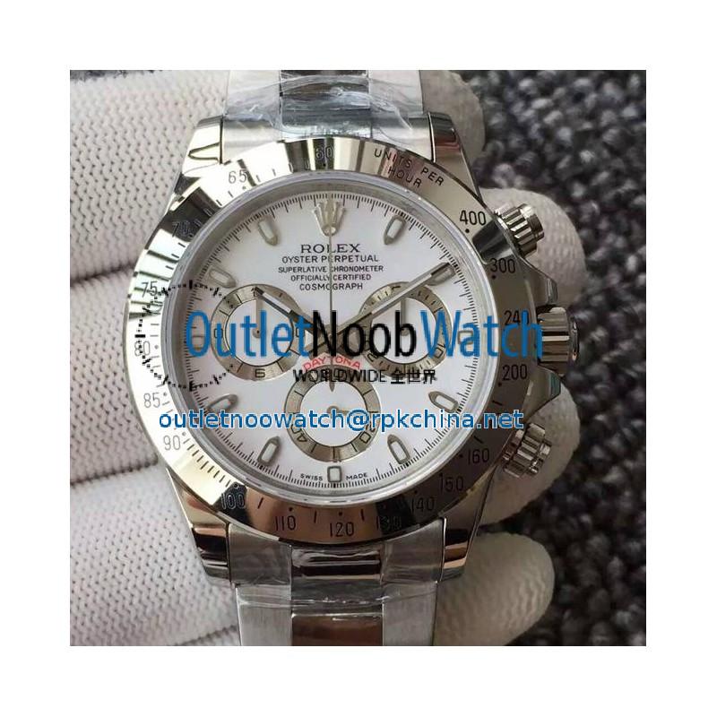 Replica Rolex Daytona Cosmograph 116520 JH Stainless Steel White Dial Swiss 4130 Run 6@SEC