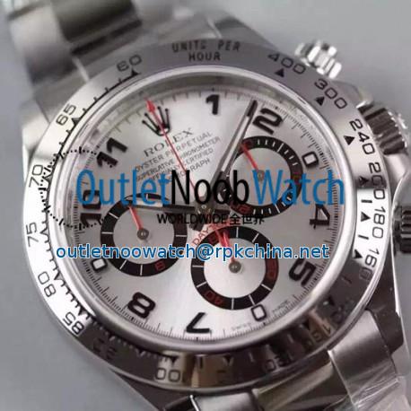 Replica Rolex Daytona Cosmograph 116509 JF Stainless Steel Silver Dial Swiss 7750 Run 6@SEC