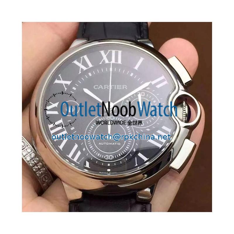 Replica Cartier Ballon Bleu Chronograph SS Black Dial Swiss 7750