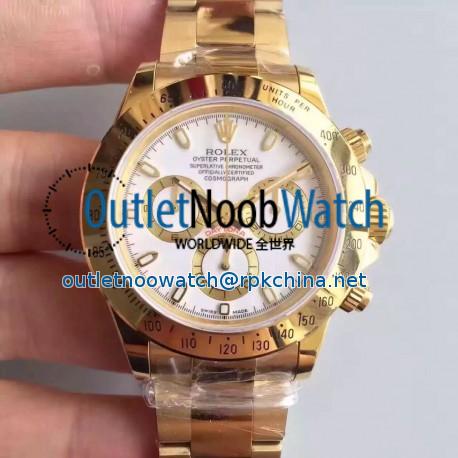 Replica Rolex Daytona Cosmograph 116528 JH Yellow Gold White Dial Swiss 4130 Run 6@SEC