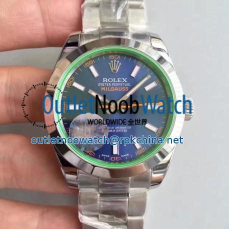 Replica Rolex Milgauss 116400GV JF Stainless Steel Blue Dial Swiss 3131