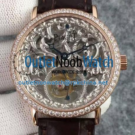 Replica Piaget Tourbillon Rose Gold & Diamonds Skeleton Dial Swiss Tourbillon