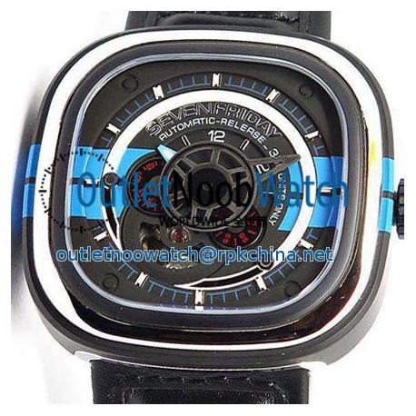 Replica SevenFriday P3 BB PVD Black & Blue Dial Miyota 82S7