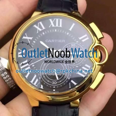 Replica Cartier Ballon Bleu Chronograph YG/LE Black Dial Swiss 7750