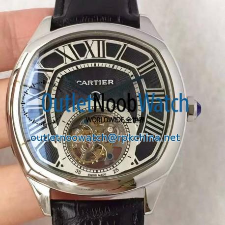 Replica Drive De Cartier Tourbillon W4100013 JF Stainless Steel Black Dial Swiss Tourbillon 9452MC